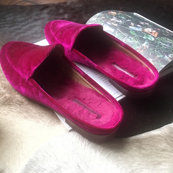 Banana Republic Shoes - Magenta Faux Fur Mule Slides